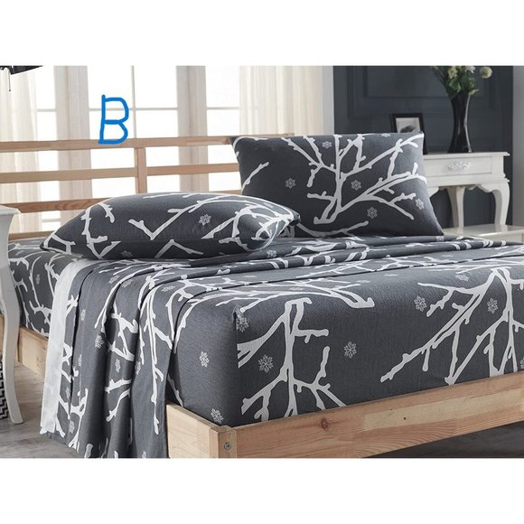 New Flannel Collection-100% Cotton Bed Sheet Set, 2 Sides Brushed for Extra Comf - Picture 1 of 9
